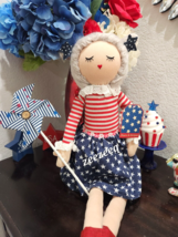 Memorial Day Patriotic Americana 4th of July Fabric Shelf Sitter Doll Decor - £29.20 GBP