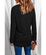 Black Rhinestone Heart Shaped V Neck Long Sleeve Top - $311.93 MXN