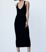 Zara Woman Long Ribbed Knit Dress V-NECK - £57.62 GBP