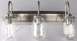 Brushed Nickel Finish Mason Jar Wall Bathroom Vanity Sconce Light - £37.36 GBP+