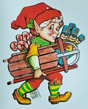 1985 Beistle Elf With Sled Die Cut Wall Hanging 14&quot; x 11&quot; New - £11.87 GBP