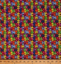 Cotton Blend Crisp Finish Autism Awareness Jigsaw Puzzle Fabric by Yard D759.54 - $6.97