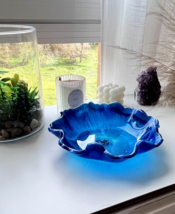 Handmade Geode Resin Bowl - Indigo Blue bowl - Scallop Shaped Epoxy Resin Bowl - £54.93 GBP