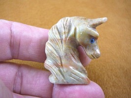 Y-HOR-HE-4) tan red CHESS HORSE HEAD carving gemstone SOAPSTONE PERU lov... - $8.59