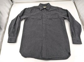 LL Bean Men&#39;s Medium Chamois Flannel Shirt Gray Button Up 0 MT03 Cotton - £19.48 GBP