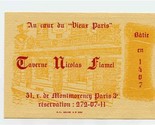 Taverne Nicolas Flamel Advertising Card Montmorency Paris France Micheli... - $17.82