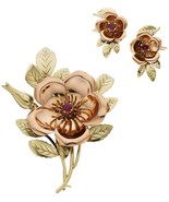 Vintage Tiffany &amp; Co. 14k Two-Tone Gold Brooch and Earring Set W/Floral ... - $151,508.83 MXN