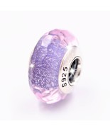 TOP 2016 Spring 925 Silver Handmade Purple Shimmer Faceted Murano Glass ... - £9.76 GBP