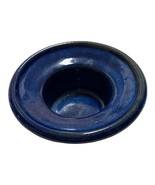 Studio Pottery Stoneware Candle Holder Cobalt Blue Handmade Signed 5” X 2” - $184.23 MXN