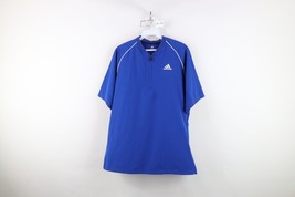 Y2K Adidas Boys XL Spell Out Striped Half Zip Short Sleeve Baseball Jack... - $29.65