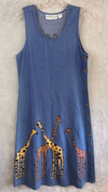 Vintage Bedford Fair Blue Denim Giraffe maxi Dress relaxed Size small Wo... - £27.86 GBP