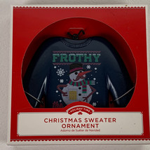 Ugly Christmas Sweater Ornament Blue Holiday Time Snowman Frothy New - £12.08 GBP