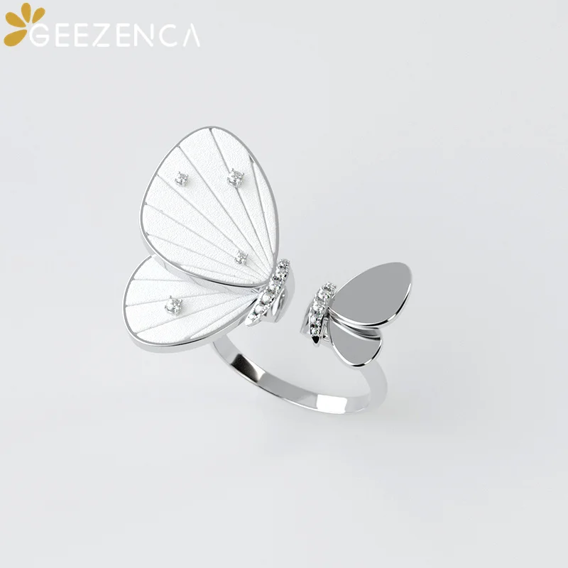 S925 Silver Artistic 3D Butterfly Open Rings For Women Luxury Designer Unique Ad - £109.46 GBP