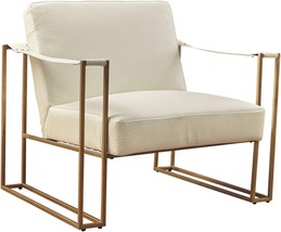 Eclectic Upholstered Accent Chair, Beige And Gold, By Ashley Kleemore For - $523.93