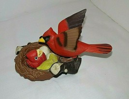 Breezy Singer Cardinal Takara 1992 Red Bird w Baby in Nest Chirps Hard t... - $40.54