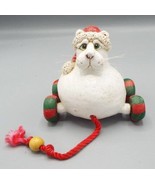 Vicki Thomas Christmas Fat Cat Pull Toy Gourd Santa Enesco 2000 Funny Bo... - $14.85