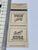 Matchbook Cover Tom’s Steak &amp; Seafood Restaurant  5 Locations  gmg  Unstruck - $12.38