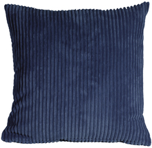 Wide Wale Corduroy 18x18 Dark Blue Throw Pillow, with Polyfill Insert - £31.93 GBP