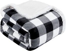 The Touchat Sherpa Plaid Throw Blanket, In Plaid Black, Is A Twin Size Plush - £31.88 GBP