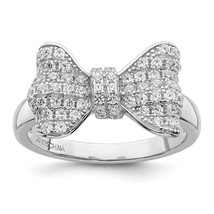 Brilliant Embers Silver  71 Stone Micro Pav CZ Bow Ring QMP1143 - $84.79