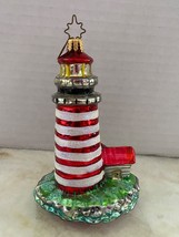 Christopher Radko Maine Attraction Lighthouse Glass Christmas Ornament 5” - £32.06 GBP