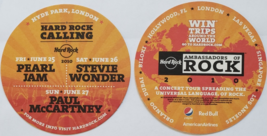 Hard Rock 2010 Concerts lot of 6 round dbl sided cardboard coasters, unused - £6.35 GBP