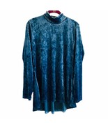 Isaac Mizrahi Live! Top M Mock Neck Turquoise Blue Shimmer Velour Poly &amp;... - $38.91 CAD