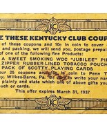 1936 Penn Tobacco Co Kentucky Club Jubilee Label Wilkes Barre Ephemera E88H - $40.99 CAD