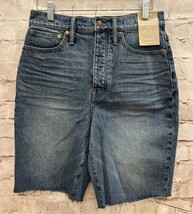 Madewell Womens High Rise Long Denim Shorts Button Fly Raw Hem Size 25 NEW - £48.90 GBP