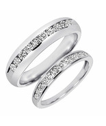 0.90 CT Lab Moissanite His And Hers Wedding Band Set 14K White Gold Plated - £110.98 GBP