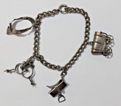 Rare Fabulous Vintage 3D Silver Plated Charms Moveable Charm Bracelet - £47.29 GBP