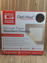 Neo G Opti-Heal Silicone Foam Absorbent Woundcare Dressing, 4&quot;x4&quot; EXP 03/26 - £11.07 GBP
