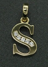 Initialen BUCHSTABE S Anhänger Halskette 1Ct Künstlicher Diamant 14k Gelbgold - £103.41 GBP