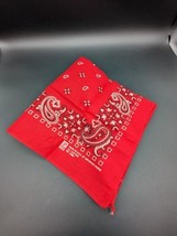 Vintage Rockabilly USA Bandana Paris Red Paisley Handkerchief Scarf 13960 - £12.36 GBP