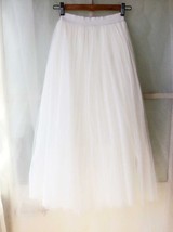 WHITE Long Tulle skirt Outfit Wedding Party A-line Plus Size Tulle Skirts image 2
