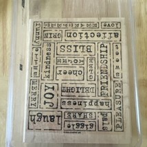 Stampin Up Retired Wood Mounted WORD BY WORD Joy Bliss Delight Backgroun... - £9.43 GBP