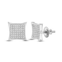 1/3cttw Diamond Round Stud Square Earrings 10k White Gold Screw back - £213.98 GBP