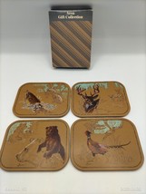 Vtg Avon Wildlife Felt Coasters. Set of 4. Fish, Deer, Bear, Bird With Org. Box - £7.81 GBP