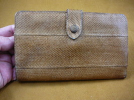 (EL100-2) vintage tan snake skin checkbook wallet cover exotic leather Clutch - £66.18 GBP