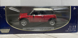 BMW Mini Cooper Red with White Roof Motormax 1/18 Scale Die-cast  73114 - $45.53