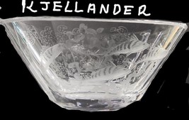 Swedish Kjellander Fish bowl copper wheel engraved signed Kjellandeh - £134.32 GBP