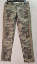 Zara Jeans Womens Size 4 Green Camo Print Pockets Flat Front Straight Leg Ribbed - £15.29 GBP