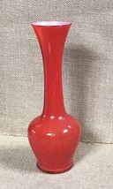 Fiery Orange Red Swirl Art Glass Bud Vase Edgy Funky  - $23.76