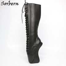 Fashion Ballet Heel Knee High Boots For Women Heelless Shoes Ladies Sexy Fetish  - £223.11 GBP