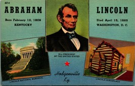 Abraham Lincoln Hodgenville Kentucky KY Multi View UNP Vtg Linen Postcard Q21 - £3.12 GBP