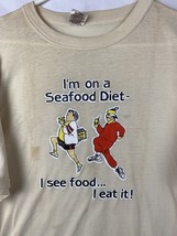 Vintage Seafood Diet T Shirt Single Stitch Tee Funny Humor 50/50 USA 80s 2XL - £19.65 GBP