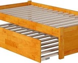 AFI Concord Twin Modern Platform Bed with Footboard &amp; Twin Trundle, Caramel - $578.99