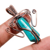 Santa Rosa Turquoise Handmade Copper Wire Wrap Pendant Jewelry 2.10&quot; SA 1011 - £4.07 GBP