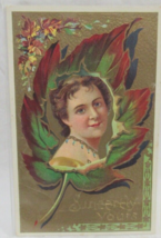 HSV Litho 1900&#39;s Postcard Series A Sincerely Yours Lady Gold Embossed Texture - £2.38 GBP