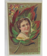 HSV Litho 1900&#39;s Postcard Series A Sincerely Yours Lady Gold Embossed Te... - $2.96